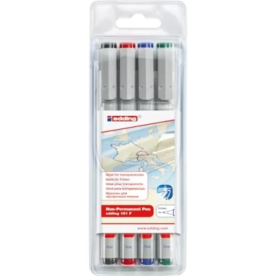 Abbildung von edding 151 F non permanenter Folienschreiber schwarz 1 Stift Rundspitze 0,6 mm zum Schreiben auf Glas,Kunststoff,Folien und glatten Oberflächen schnelltrocknend, mit Wasser korrigierbar
