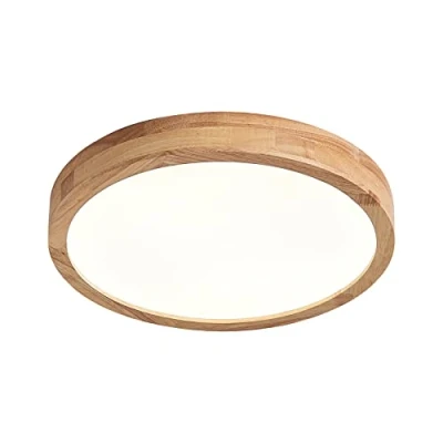 Abbildung von Schindora Holz LED Deckenleuchte, 21 W, warmweiß, 3000 K, 1600 lm, runde Deckenleuchten Ø30 cm, für Lounge, Wohnzimmer, Küche, Esszimmer, Flur, Zuhause, Büro, Kinderzimmer