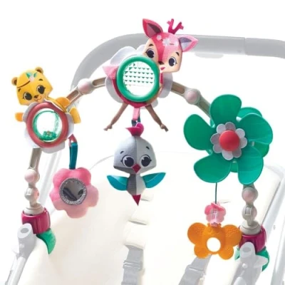 Abbildung von Tiny Love Sunny Stroll Spielbogen mit interaktivem Rasselspielzeug, nutzbar ab 0 M +, flexiblen Universal Clips passend für die meisten Kinderwagen, Princess Tales