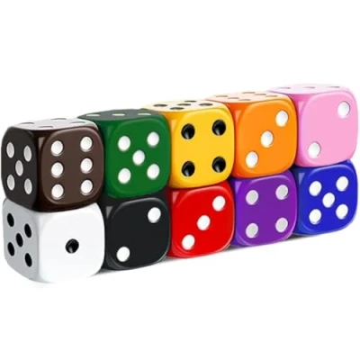 Abbildung von 10X Farben Würfel Set 16mm Augenwürfeln Spielwürfel aus Acryl, 6 Seitige Bunt Spielwürfel, Würfelspiele Tischspiele Mehrfarben