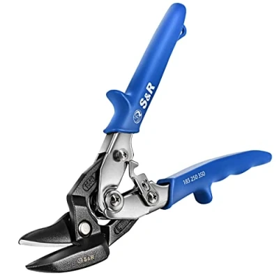 Abbildung von S&amp;R Blechschere, Profi Qualität Hochleistungsschere Ideal Serie, stark und wendig, Linksschnitt, 260 mm, Durchlaufschere für Blech mit doppeltem Hebel
