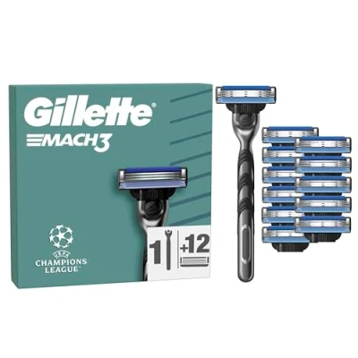 Abbildung von Gillette Mach3 Nassrasierer Herren, 1 Rasierer, 12 Ersatzklingen für Männer, mit Gleitstreifen ein sanftes Gleiten und Klingenbeschichtung, weniger Hautirritation