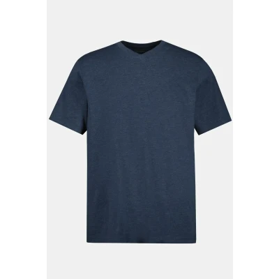 Abbildung von JP 1880 Herren große Größen Übergrößen Menswear L 8XL JP1880 T Shirt, Basic, V Ausschnitt, bis Mittelblau Melange XXL 702415731