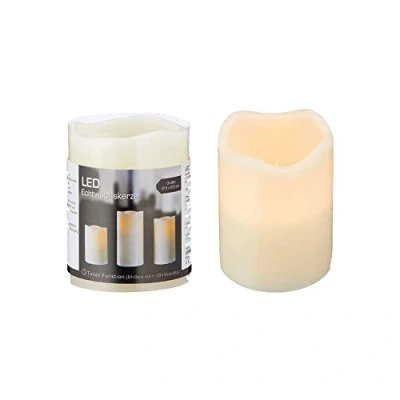 Abbildung von LED Echtwachs Kerze mit flackernder Flamme Sleep Funktion Elfenbeinfarben Flammenlose Batteriebetrieben (1 x Echtwachskerze 6,5 cm)