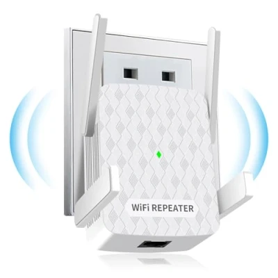 Abbildung von WLAN Verstärker, 1200Mbit/s WiFi Repeater Dual Band 5GHz + 2.4GHz, Verstärker deckt bis zu 200 m², mit Ethernet Anschluss, Unterstützung WPS, Kompatibel Allen Geräten