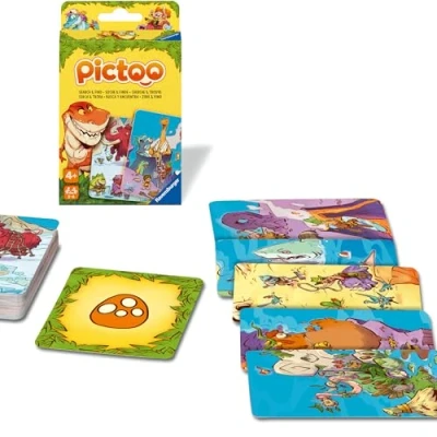 Abbildung von Ravensburger 23479 Pictoo Dino Kartenspiel Schnelles Karten Suchspiel für Kinder ab 4 Jahren, Familienspiel und Erwachsene, 2 bis 6 Spieler