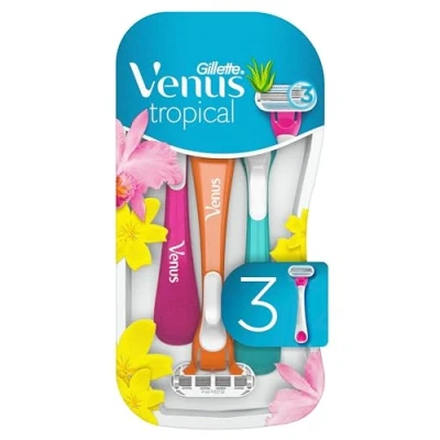 Abbildung von Gillette Venus Tropical Einwegrasierer Damen, 3 Damenrasierer mit Komfortklingen