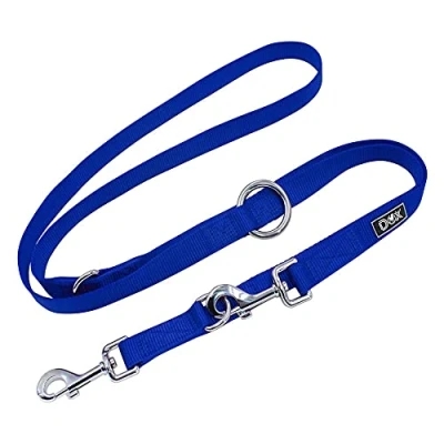 Abbildung von DDOXX Nylon Hundeleine 2m, 3fach verstellbare für alle Hundegrößen S (Blau)