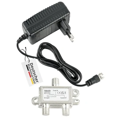 Abbildung von maxx.onLine Netzteil 18V 1A mit F Stecker &amp; Power Inserter, Universalnetzteil DC für Sat unicable Multischalter Aller Art, LNB Stromversorgung