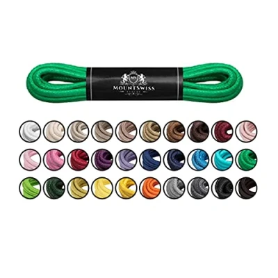 Abbildung von Mount Swiss Luxury Schuhbänder I Wasserabweisende und reißfeste Schnürsenkel rund ø 2 3 mm aus feiner Baumwolle/gewachst Farbe: Green, Länge: 100 cm