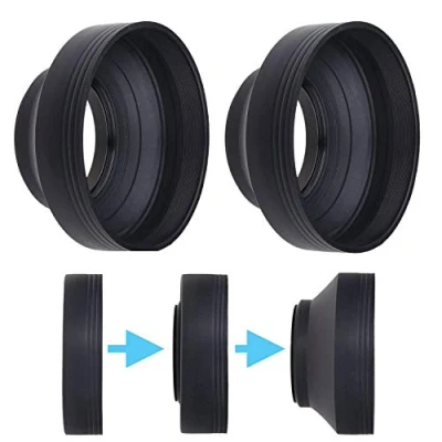 Abbildung von 49mm Kamera Objektiv Sonnenblenden Gummi 2er Set Zusammenklappbar in 3 Stufen Sonnenschutz/Schild Reduziert Flare und Blendung Blöcke überschüssiges Sonnenlicht