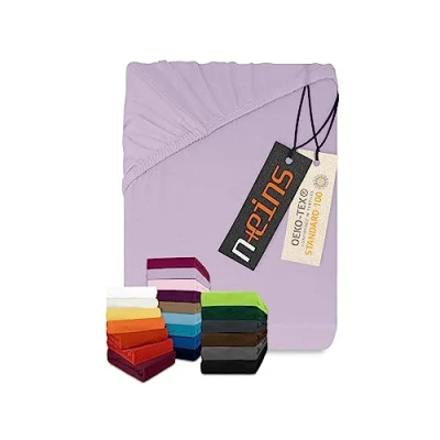 Abbildung von npluseins klassisches Jersey Spannbetttuch vielen Farben + Größen 100% Baumwolle 159.192, 200 x 220 cm, Flieder