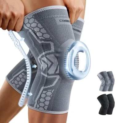 Abbildung von CAMBIVO Kniebandage Männer Damen 2 Stück, Komprimierte mit Patella Gel Pads &amp; Feder Seitenstabilisatoren, Arthrose für Laufen, Meniskusriss, Arthritis, Gelenkschmerzlinderung