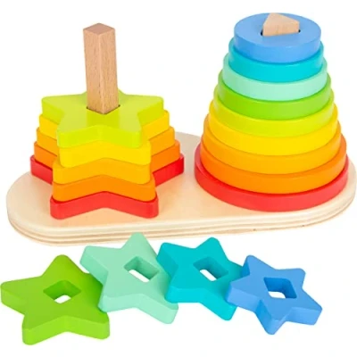 Abbildung von small foot Steckspiel Regenbogen, Förderung der Feinmotorik durch Stapeln, Stecken und Sortieren, ab 12 Monaten, 11720