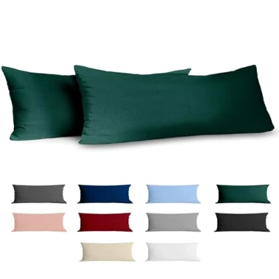 Abbildung von Dreamzie Kissenbezug 40x145 Baumwolle Renforcé (2er Set) Grün Dicht gewebt mit 57 Fäden/cm² 40 x 145 cm Oeko Tex Zertifiziert