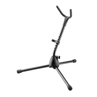 Abbildung von K&amp;M 14300 Saxophonständer Schwarz 48,5 cm Höhe Glasfaserverstärkter Sockel biegsame Aufnahme, klappbare Füße