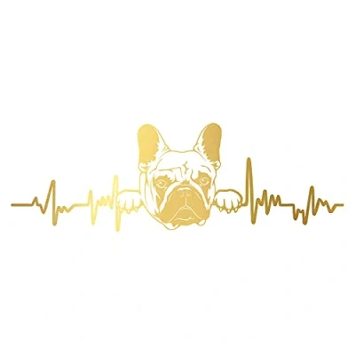 Abbildung von Aufkleber Herzschlag Tiere Breite 27cm Lifeline Heartbeat Deko Sticker Selbstklebend für Auto Kühlschrank Laptop Autoaufkleber K150 (Gold, 10 Französische Bulldogge)