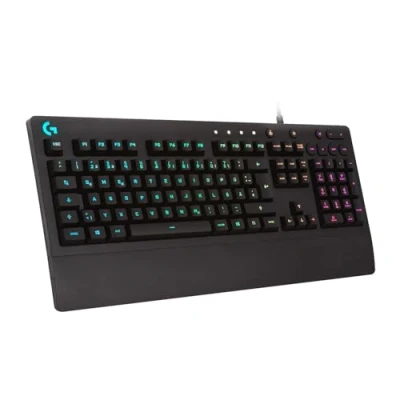 Abbildung von Logitech G213 Prodigy Gaming Tastatur, RGB Beleuchtung, Programmierbare G Tasten, Multi Media Bedienelemente, Integrierte Handballenauflage, Spritzwassergeschützt, Deutsches QWERTZ Layout Schwarz