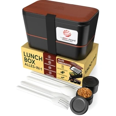 Abbildung von Umami Bento Lunchbox verschachtelbar 1500 ml All in One, Box Erwachsene, Mahlzeit Prep Container für Männer