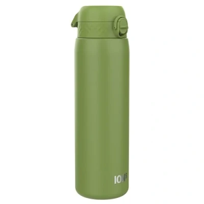 Abbildung von ION8 1 Liter Leicht Edelstahl Trinkflasche, Nicht IsoliertAuslaufsicher, Einhandöffnung, Sichere Verriegelung, Spülmaschinenfest, Klappdeckel, Tragegriff, zu Reinigen, Khakigrün