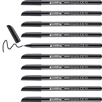Abbildung von edding 1200 Fasermaler fein schwarz 10 Stifte Rundspitze 1 mm Filzstift zum Zeichnen und Schreiben für Schule, Mandala
