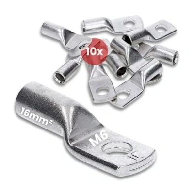 Abbildung von 10 Stück Kalitec HR16 6 Handelsübliche Rohrkabelschuhe 16mm² M6 I ohne Sichtloch Made in Germany