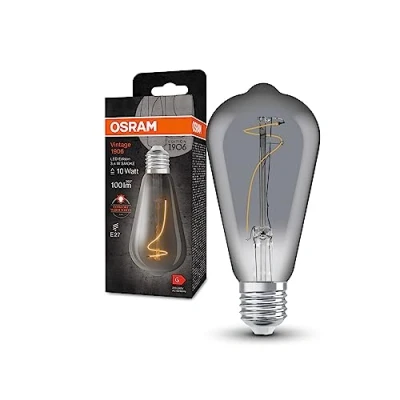 Abbildung von OSRAM Vintage 1906 LED Lampe mit Smoke Tönung, 3,4W, 100lm, Edison Form 64mm Durchmesser &amp; E27 Sockel, warmweiße Lichtfarbe, nicht dimmbares Filament, bis zu 15.000 Stunden Lebensdauer