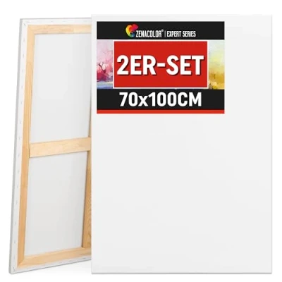 Abbildung von Zenacolor Leinwand Zum Bemalen 70x100 Set aus 2 Canvas Geeignet für alle Arten von Farben auf Leinwänden