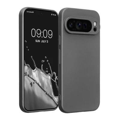 Abbildung von kwmobile Handyhülle kompatibel mit Google Pixel 9 Pro Hülle weiche Silikon Case metallisch schimmernd in Metallic Grau