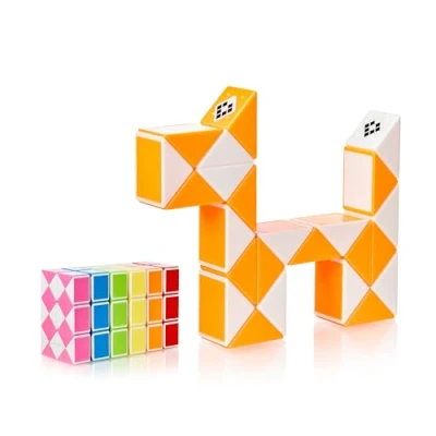 Abbildung von CUBIDI® Original Magic Snake 24 Blöcke Orange Knobelspiele für Kinder &amp; Erwachsene Ideal als Mitgebsel Kindergeburtstag Gastgeschenke oder kleine Geschenke