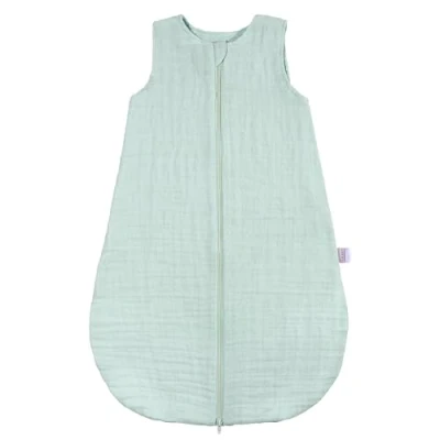 Abbildung von MAKIAN Baby Sommerschlafsack Musselin Leichter Schlafsack aus 100% Baumwolle ärmellos, atmungsaktiv, TOG 1.0 ÖkoTex Standard 100 Frühling &amp; Sommer Mint 110