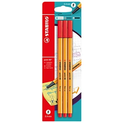 Abbildung von Fineliner STABILO point 88 3er Pack rot