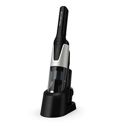 Abbildung von Rowenta AC9736 X Touch Handstaubsauger (kompakt, Ein Knopf Bedienung, zylindrisches Design, digitaler Motor, LED Warnleuchten, inkl. kleine Bürste und Fugendüse) Grau/Weiß