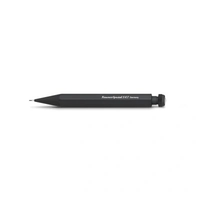 Abbildung von Kaweco SPECIAL S Druckbleistift 0.7 I Minenbleistift aus hochwertigem Aluminium in oktogonalem Acht Kant Format Druckminenbleistift 10,5 cm Druck Bleistift nachf?llbar Schwarz mit Radiergummi