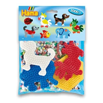 Abbildung von Hama Perlen 4416 Set für Spielgruppen mit ca. 3.000 bunten Midi Bügelperlen Durchmesser 5 mm, Motivvorlagen und 4 Stiftplatten, inkl. Bügelpapier, kreativer Bastelspaß Groß Klein
