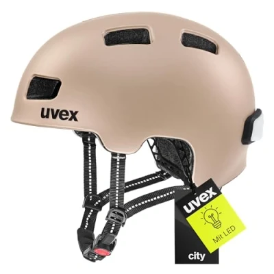 Abbildung von uvex City 4 Leichter Helm für Damen und Herren individuelle Größenanpassung inkl. LED Licht Soft Gold matt 55 58 cm