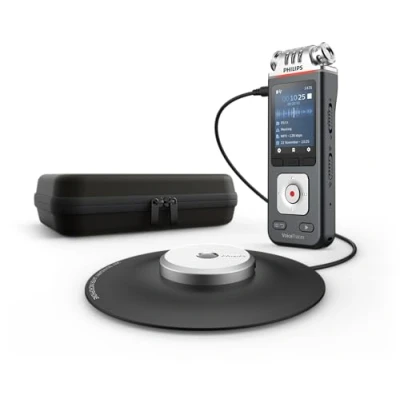 Abbildung von Philips VoiceTracer DVT8115 Diktiergerät Audiorecorder Aufnahmegerät. HiFi 360 Meeting Mikrofon. Sembly KI Spracherkennung, Erstellung von Zusammenfassungen, Sitzungsprotokollen und to Do&#039;s