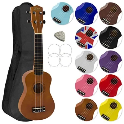 Abbildung von Mad About SU8 NT Sopran Ukulele in Natur mit einer GRATIS Gigbag, Pick und Ersatzsaiten großartig für Schulen Anfänger, 55 x 20 10 cm
