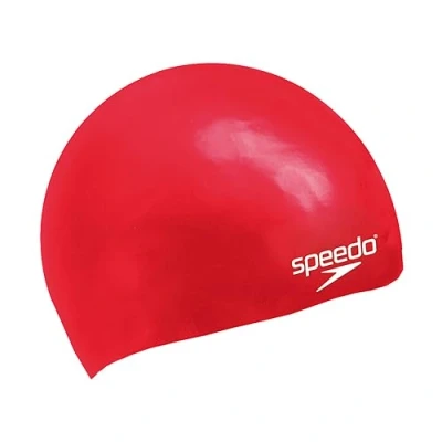 Abbildung von Speedo Plain Badekappe aus geformtem Silikon für Kinder, Rot , Einheitsgröße