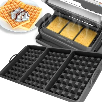 Abbildung von Waffeleinsatz kompatibel mit Tefal OptiGrill XL, 4in1 2in1 Elite Plus + Backschaleneinsatz aus Silikon, Belgische Waffeln, Waffel, Zubehör