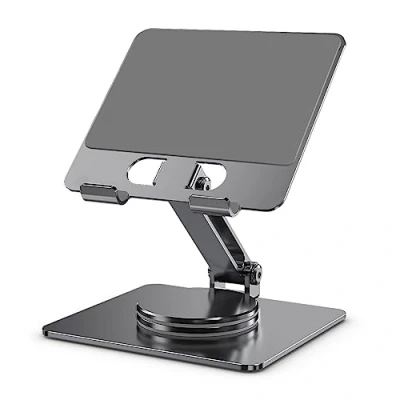 Abbildung von Zienstar Faltbarer Aluminium Tablet Ständer,um 360 Drehbar,Verstellbarer Halterung für Tablet,iPad,Handy 414 Zoll (Grau)
