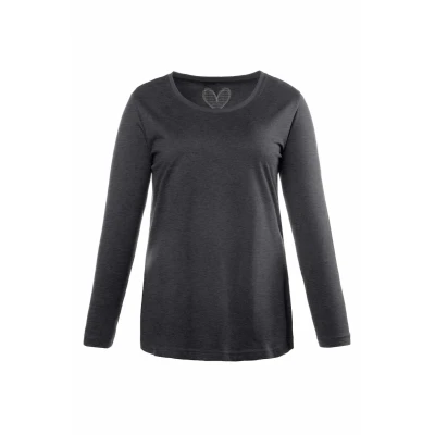 Abbildung von Ulla Popken Damen Langarm shirt, Anthrazit Melange, 50 52 EU