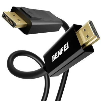 Abbildung von BENFEI 4K DisplayPort auf HDMI Kabel 1,8M, Unidirektionales Computer zu Monitor, DP 1.2 1.4 kompatibel mit HP ThinkPad AMD NVIDIA Desktop