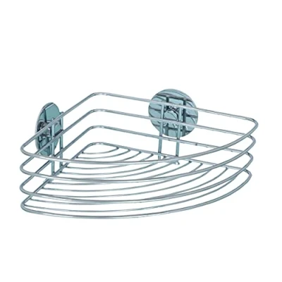 Abbildung von WENKO Turbo Loc Eckablage, Badeck Ablage, Bis 40 kg belastbar, Verchromter Stahl, 26,5 x 10,5 20 cm, Chrom
