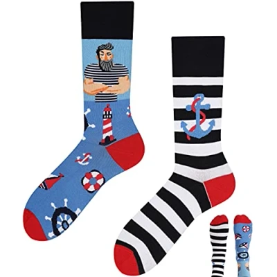 Abbildung von TODO Lustige Socken Herren und Damen, Coole mit Motiv Mehrfarbige, Bunte, Verrückte (39 42, Nordic Sea)