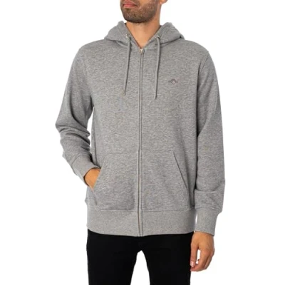 Abbildung von Gant Herren Reg Shield Full Zip Hoodie Kapuzenpullover, Grey Melange, L EU