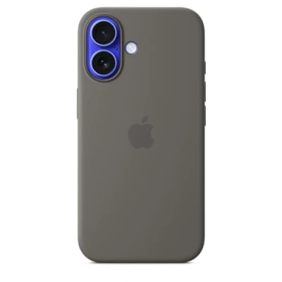 Abbildung von Apple Silikon Back Cover Grau MagSafe iPhone 16