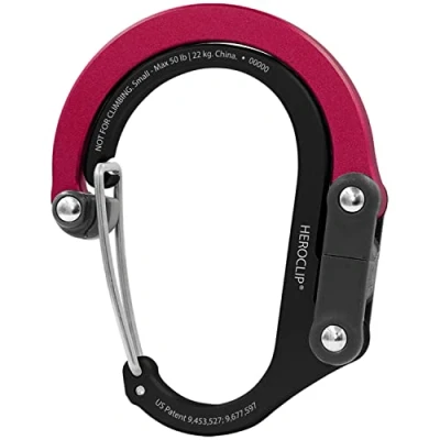 Abbildung von Gear Aid HEROCLIP Karabinerclip und haken (Klein) für Geldbörse, Kinderwagen Rucksack, Schwarz &amp; Rot