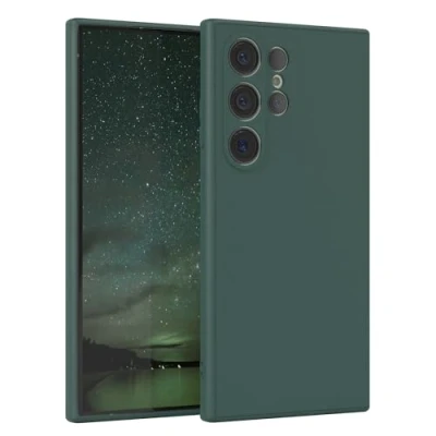 Abbildung von EAZY Case Silikonhülle für Samsung Galaxy S24 Ultra Hülle Silikon Grün weich stoßfeste Handyhülle Schutzhülle mit Kameraschutz Dünn Premium Schutz Cover Bumper in Piniengrün
