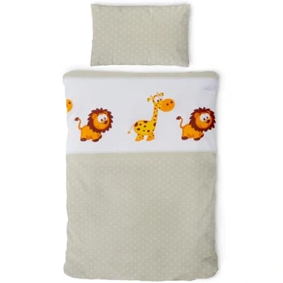Abbildung von Gräfenstayn® 2 tlg. Kinderbettwäsche Set mit Tiermotiv und integriertem Reißverschluss aus 100% Baumwolle (Renforce Qualität) Deckenbezug 135x100cm Kissenbezug 60x40cm (Giraffe &amp; Löwe)